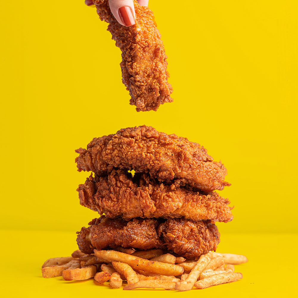 Fried chicken tenders and fries