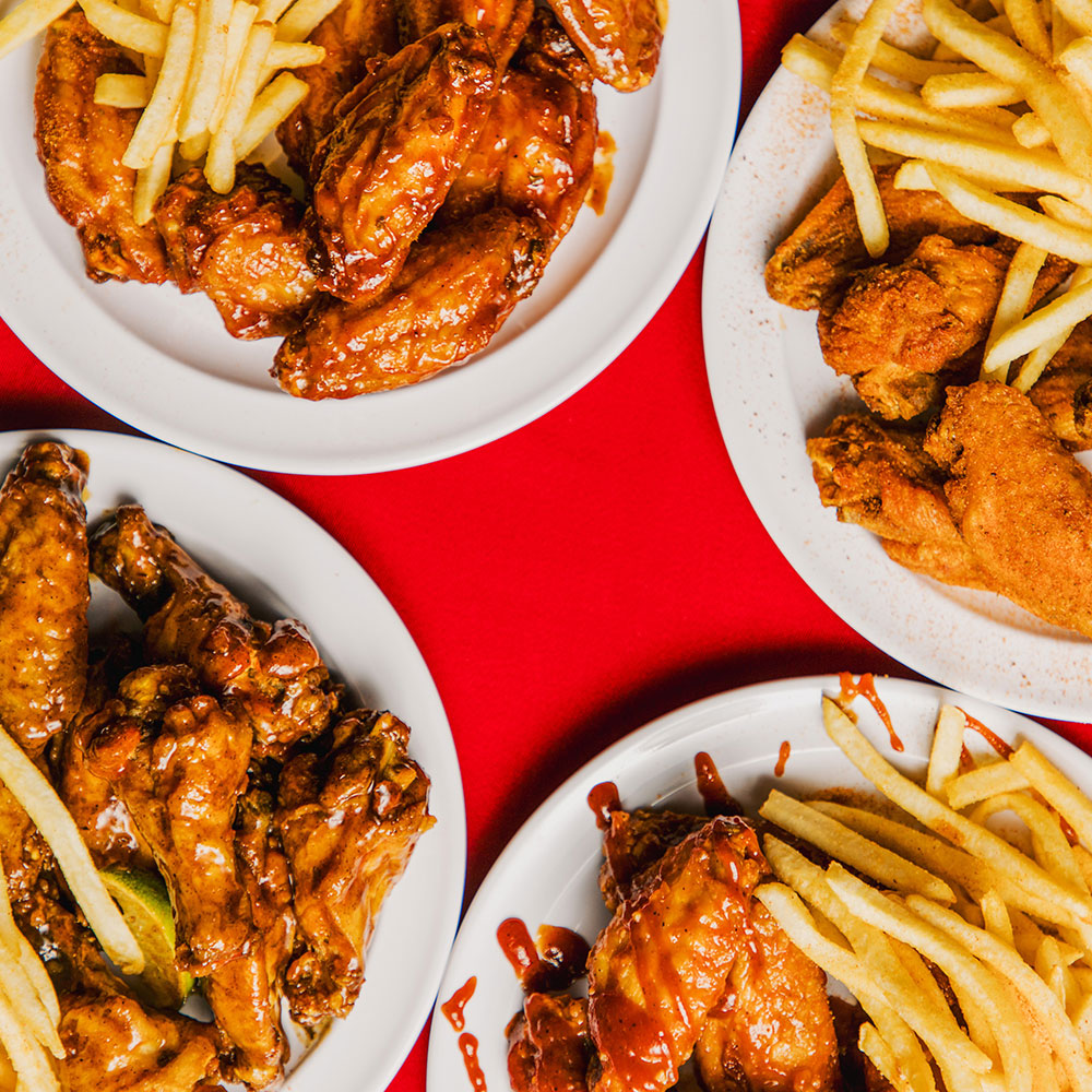 Chicken wings and french fries