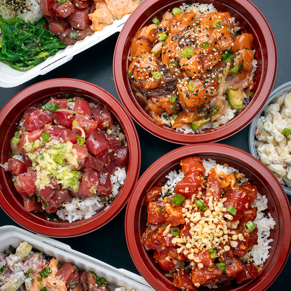 Trio of poke bowls